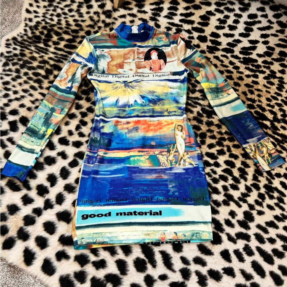 FashionNova Graphic Long Sleeve Dress Size L